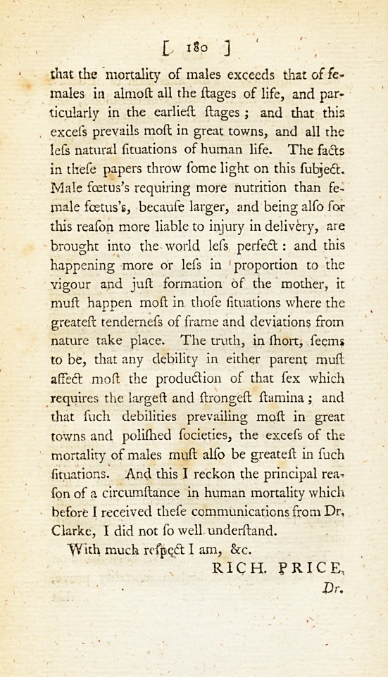 Observations on Some Causes of the Excess of the Mortality of Males above That of Females.