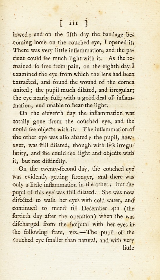 An Account of Three Cases, Viz. 1. of the Extraction and Depression of the Cataract in the Same Patient; 2. of an Encysted Hydrocele of the Tunica Communis of the Spermatic Chord, Communicating with the Tunica Vaginalis Testis; and 3. of an Amputation below the Knee, the Event of Which Shows That the Advantages of the Union by the First Intention, after Such an Operation, Are as Easily Obtained in the Leg as in the Thigh.