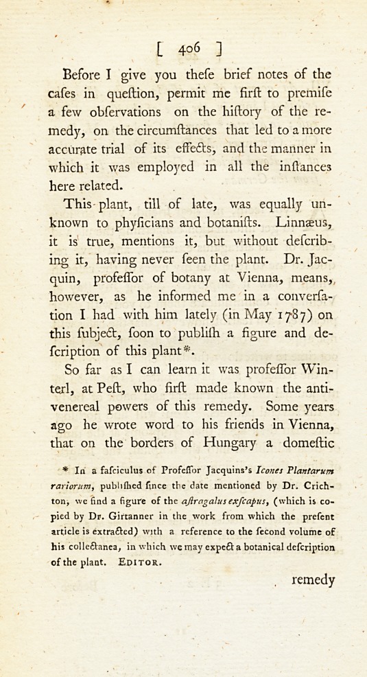 An Account of the Effects of the Astragalus Exscapus Linn. In the Cure of the Venereal Disease.