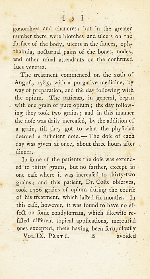 An Account of Some Experiments with Opium in the Cure of the Venereal Disease.