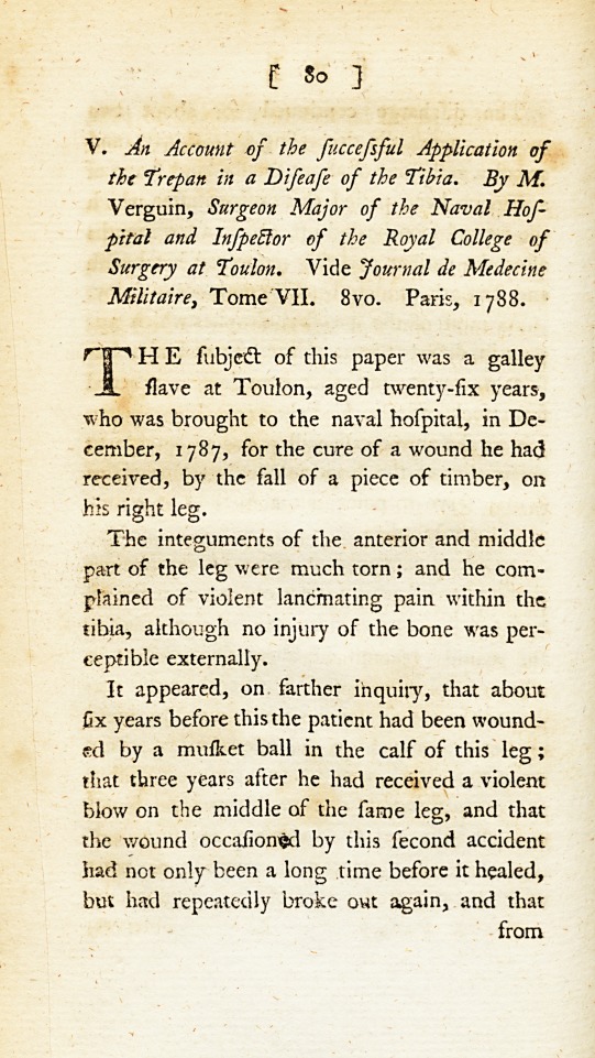 An Account of the Successful Application of the Trepan in a Disease of the Tibia.