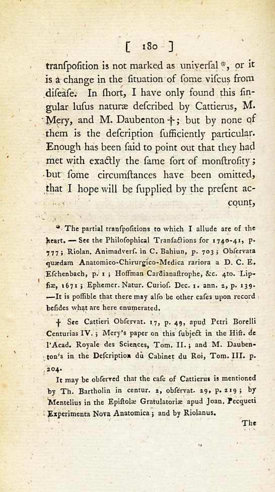 An Account of a Remarkable Transposition of the Viscera in the Human Body.