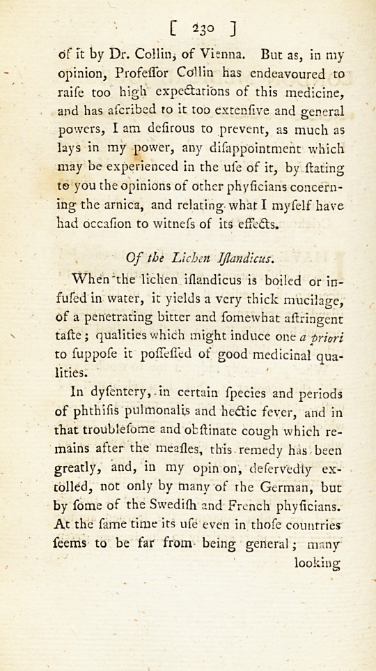 Some Observations on the Medicinal Effects of the Lichen Islandicus and Arnica Montana.