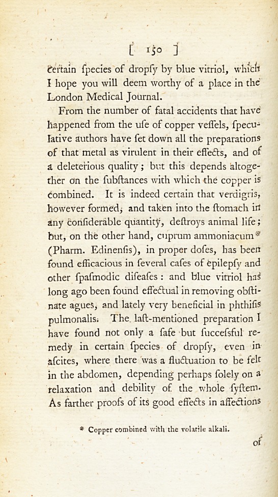 Farther Remarks on the Efficacy of Blue Vitriol in the Cure of Dropsy.