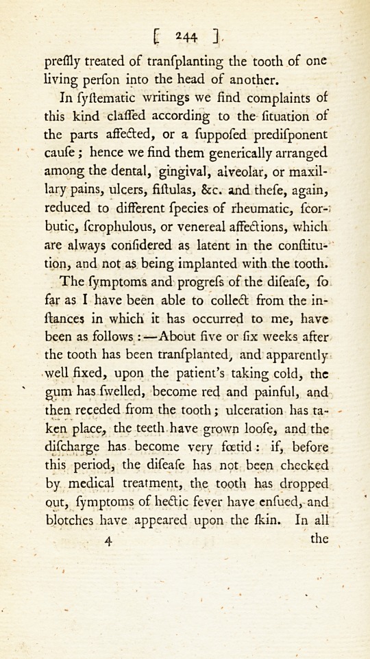 Observations on a Disease Consequent to Transplanting Teeth.