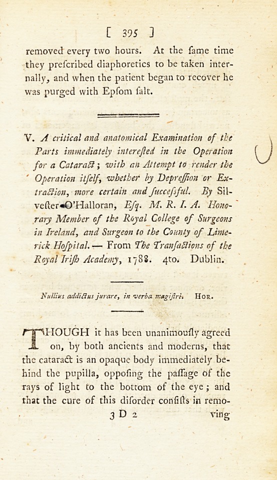 A Critical and Anatomical Examination of the Parts Immediately Interested in the Operation for a Cataract; with an Attempt to Render the Operation Itself, Whether by Depression or Extraction, More Certain and Successful.
