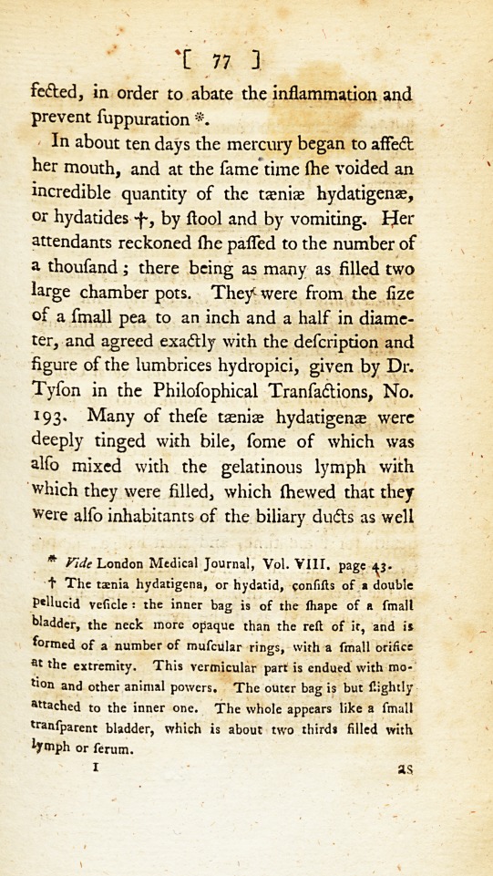 A Case of Tæniæ Hydatigenæ, or Hydatids, Successfully Treated by the Use of Mercury.