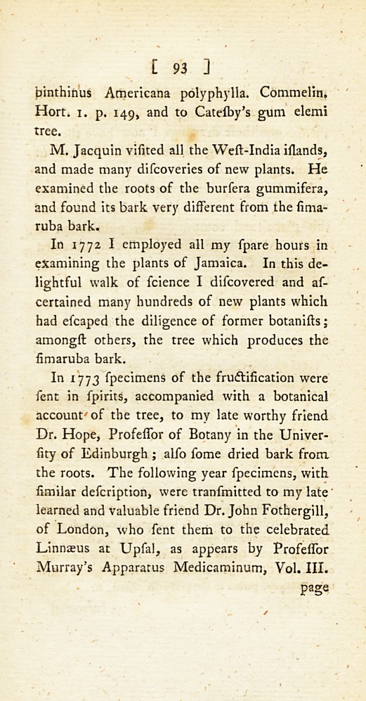 A Botanical and Medical Account of the Quassia Simaruba, or Tree Which Produces the Cortex Simaruba.