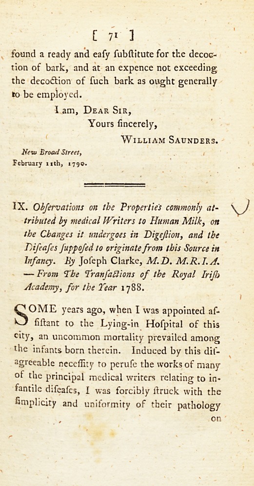 Observations on the Properties Commonly Attributed by Medical Writers to Human Milk, on the Changes It Undergoes in Digestion, and the Diseases Supposed to Originate from This Source in Infancy.