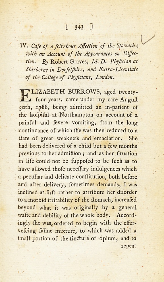 Case of a Scirrhous Affection of the Stomach; with an Account of the Appearances on Dissection.