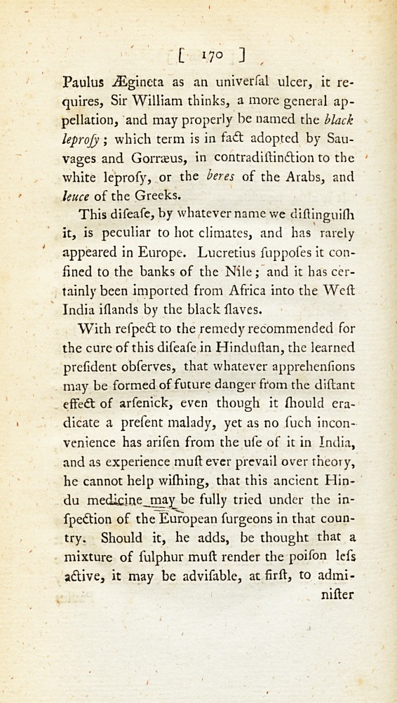 On the Cure of the Elephantiasis: From the Asiatick Researches: Or, Transactions of the Society Instituted in Bengal, for Inquiring into the History and Antiquities, the Arts, Sciences, and Literature of Asia.