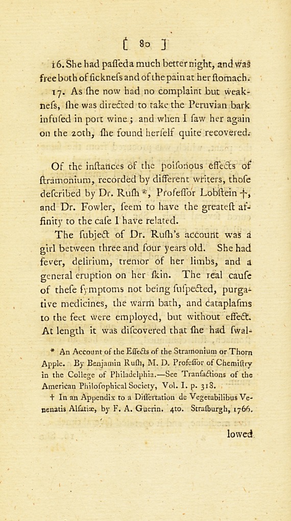 <i>An Account of the Poisonous Effects of the Seeds of the Datura Stramonium</i> Linn.