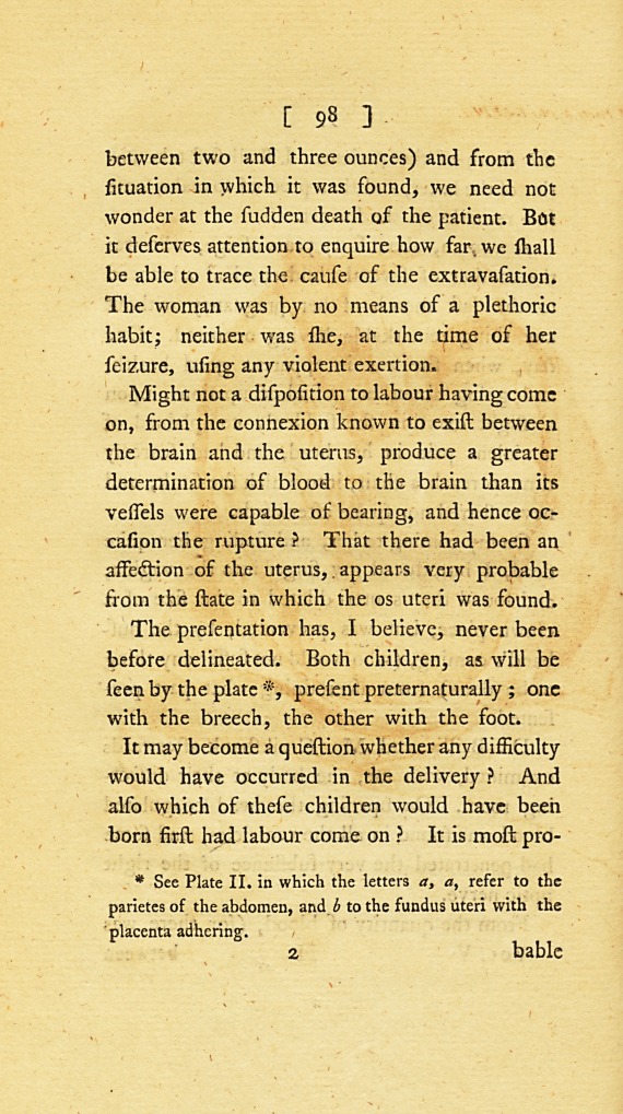 Case of Apoplexy in a Pregnant Woman; with Observations: <i>Communicated in a Letter to</i> John Clarke, M.D. <i>Teacher of Midwifery in London; and by Him to Dr.</i> Simmons.