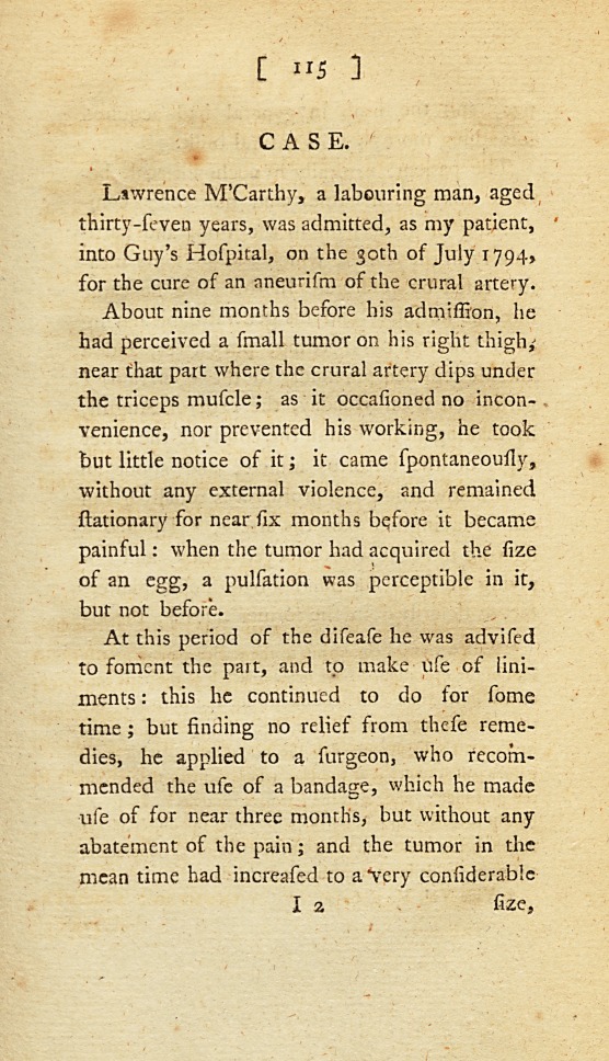 A Case of Aneurism of the Crural Artery: <i>Communicated in a Letter to Dr.</i> Simmons.