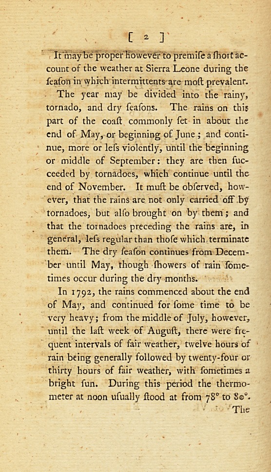 Observations on the Use of Arsenic in the Intermittent Fevers of a Tropical Climate; to Which Is Prefixed an Account of the Weather, at Sierra Leone, during the Season in Which Such Fevers Are Most Prevalent.