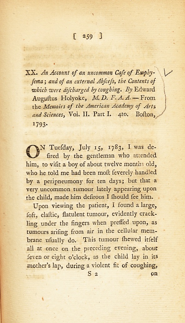An Account of an Uncommon Case of Emphysema; and of an External Abscess, the Contents of Which Were Discharged by Coughing: From the Same Work.