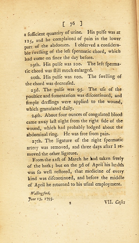 Case of a Man Who Castrated Himself: <i>Communicated in a Letter to</i> Mr. Thompson Forster, <i>Surgeon of Guy's Hospital, in London; and by Him to Dr.</i> Simmons.
