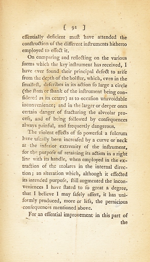 Description of a New Key Instrument for the Extraction of Teeth: <i>Communicated in a Letter to Dr.</i> Simmons.
