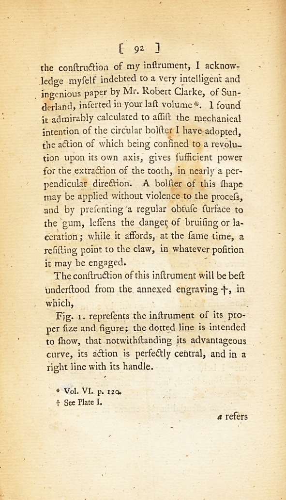 Description of a New Key Instrument for the Extraction of Teeth: <i>Communicated in a Letter to Dr.</i> Simmons.