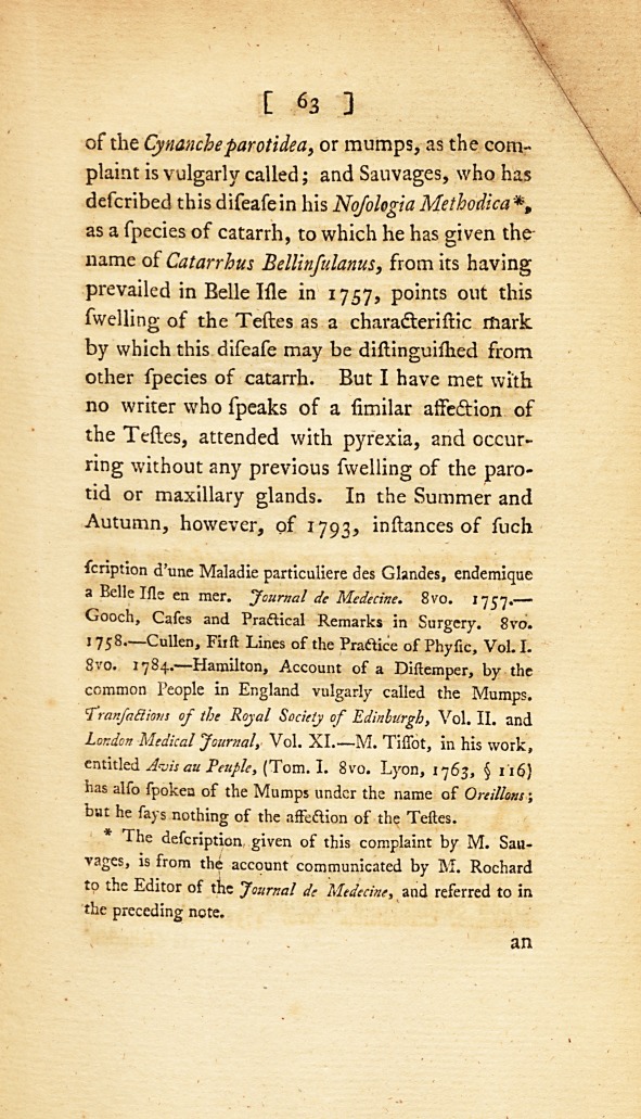 An Account of a Remarkable Affection of the Testes: <i>Communicated in a Letter to</i> William Babington, <i>M. D. Physician in London; and by Him to Dr.</i> Simmons.