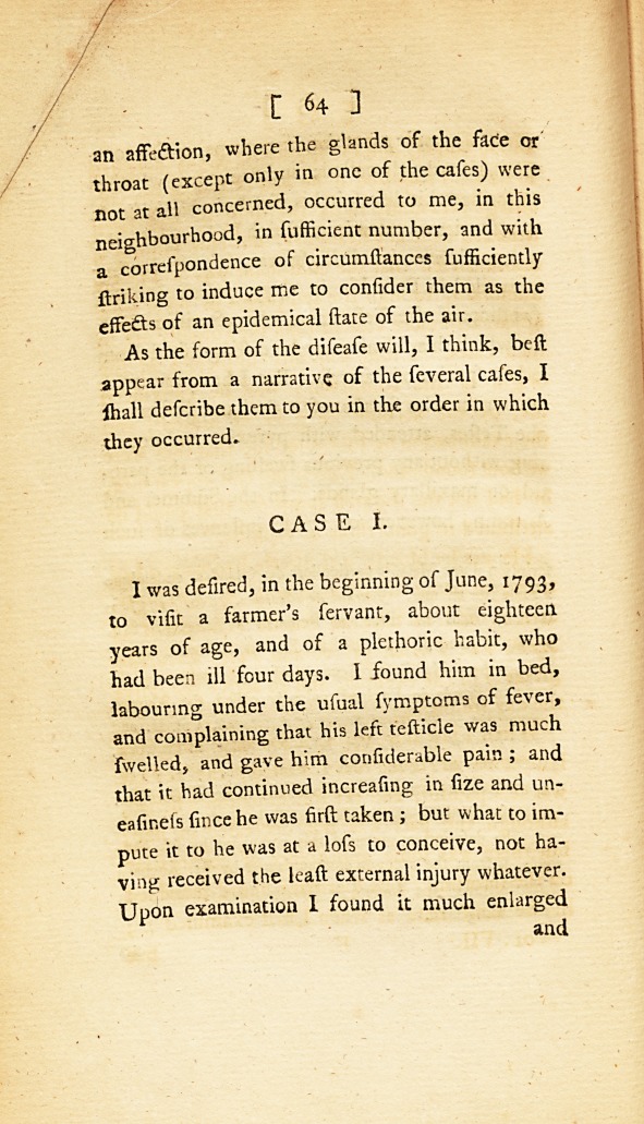 An Account of a Remarkable Affection of the Testes: <i>Communicated in a Letter to</i> William Babington, <i>M. D. Physician in London; and by Him to Dr.</i> Simmons.