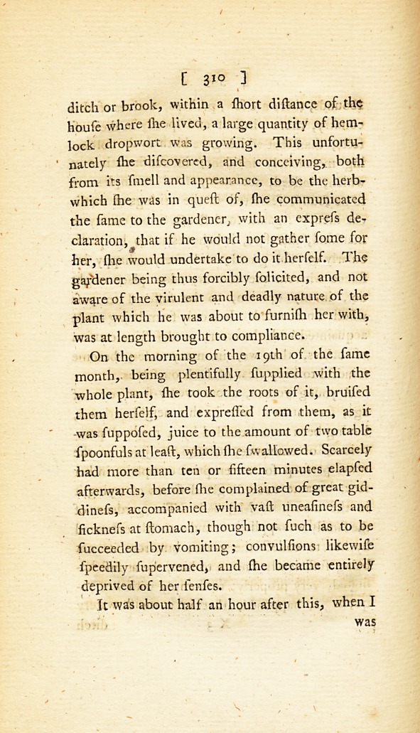 <i>A Fatal Instance of the Poisonous Effects of the Oenanthe Crocata</i> Linn. <i>or Hemlock Dropwort</i>: <i>Communicated in a Letter to Dr.</i> Simmons.