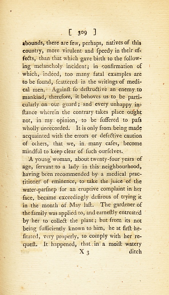 <i>A Fatal Instance of the Poisonous Effects of the Oenanthe Crocata</i> Linn. <i>or Hemlock Dropwort</i>: <i>Communicated in a Letter to Dr.</i> Simmons.