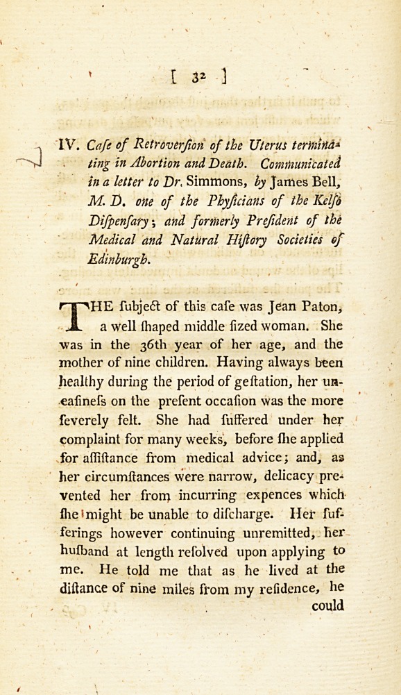 Case of Retroversion of the Uterus Terminating in Abortion and Death: <i>Communicated in a Letter to Dr.</i> Simmons.
