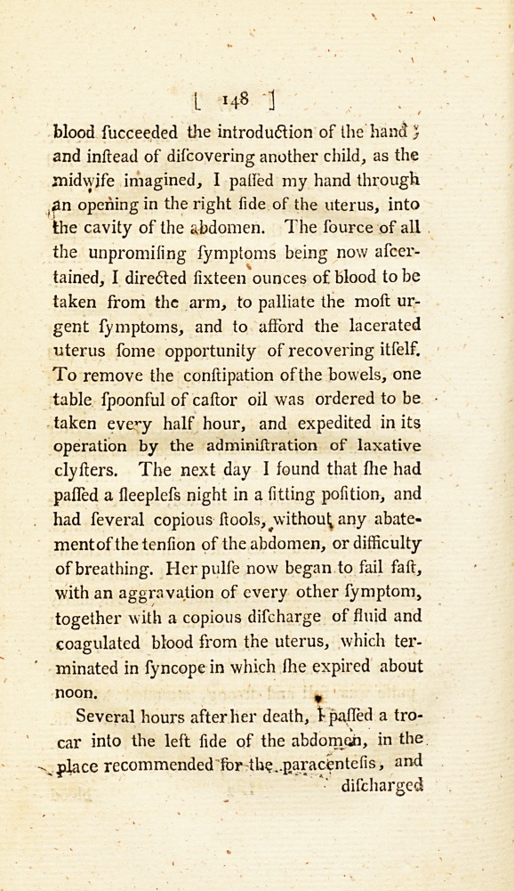 A Case of Ruptured Uterus, with the Appearances on Dissection: <i>Communicated in a Letter to</i> John Clarke, <i>M. D. Physician in London; and by Him to Dr.</i> Simmons.