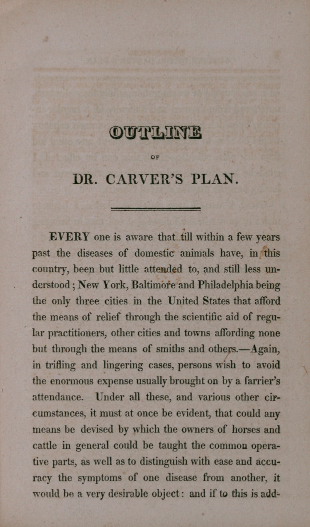 Outline of Dr. Carver's Plan.