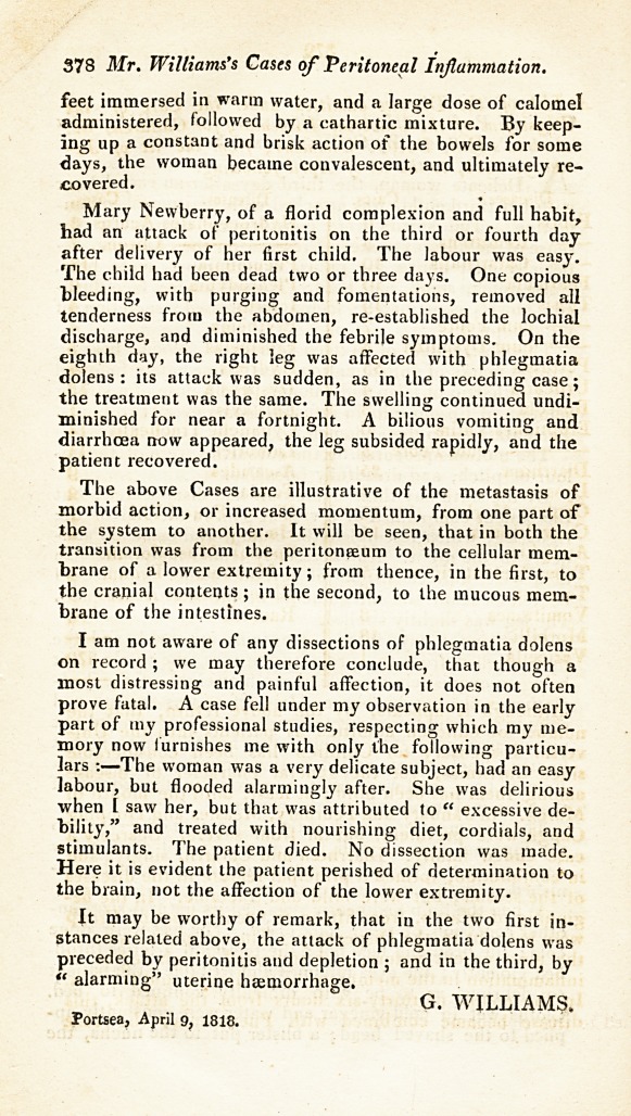 Cases of Peritoneal Inflammation Succeeded by Phlegmatia Dolens.