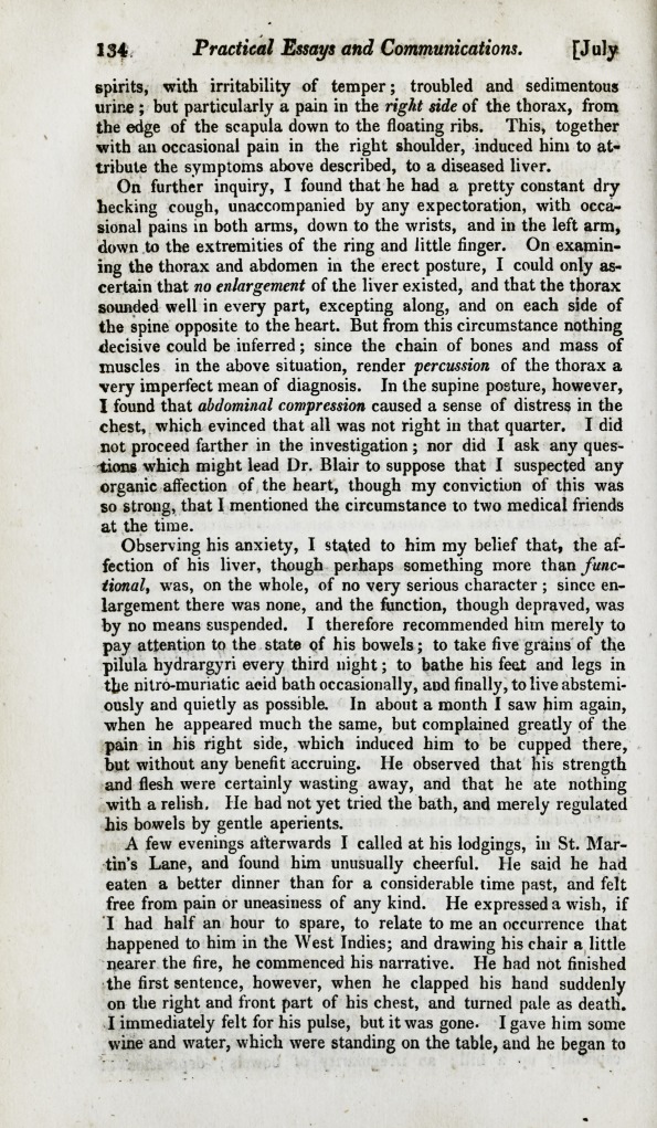 Death of Dr. Primrose Blair, Late Physician of the Fleet, &c.; with the Appearances on Dissection.