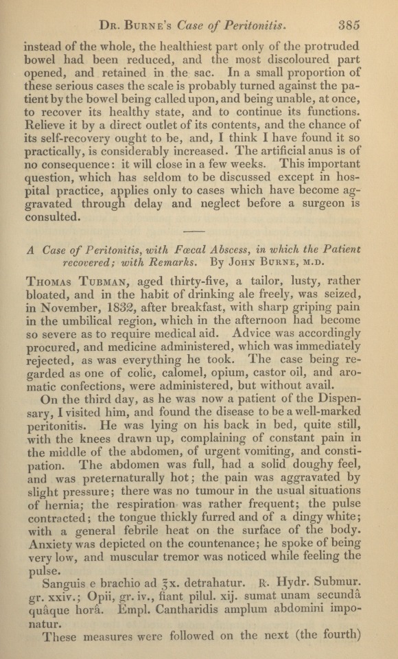 A Case of Peritonitis, with Fœcal Abscess, in Which the Patient Recovered; with Remarks.