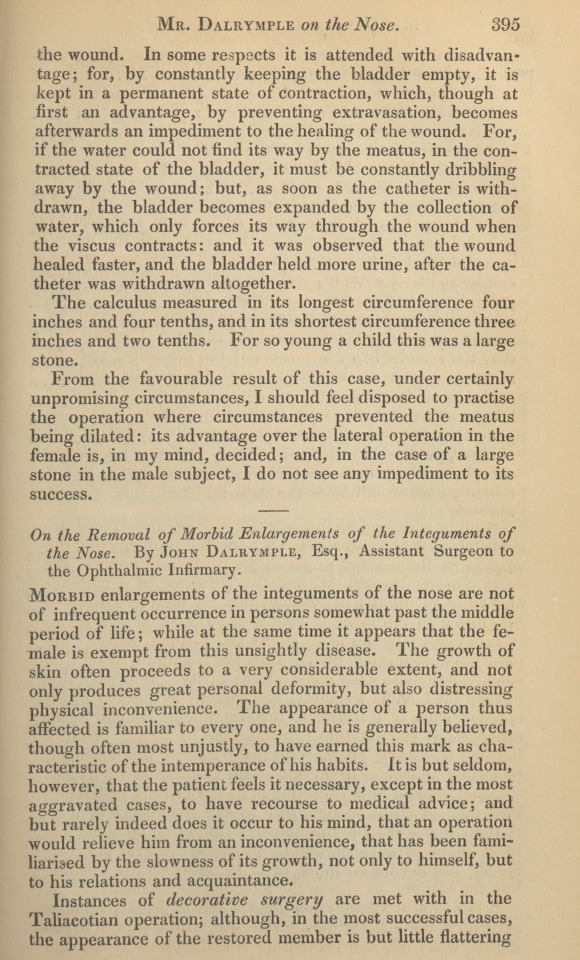 On the Removal of Morbid Enlargements of the Integuments of the Nose.