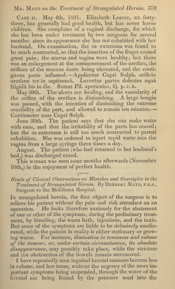 Heads of Clinical Observations on Mistakes and Oversights in the Treatment of Strangulated Hernia.