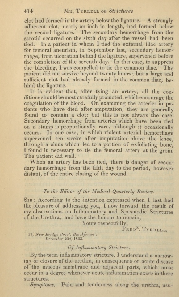 On Inflammatory and Spasmodic Strictures of the Urethra.