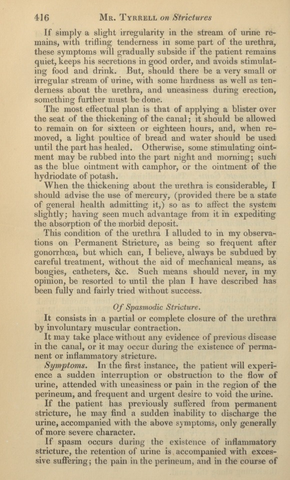 On Inflammatory and Spasmodic Strictures of the Urethra.