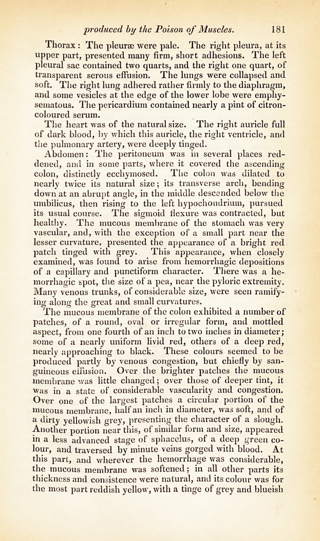 Account of a Case of Choleroid Affection, Produced by the Poison of Muscles.