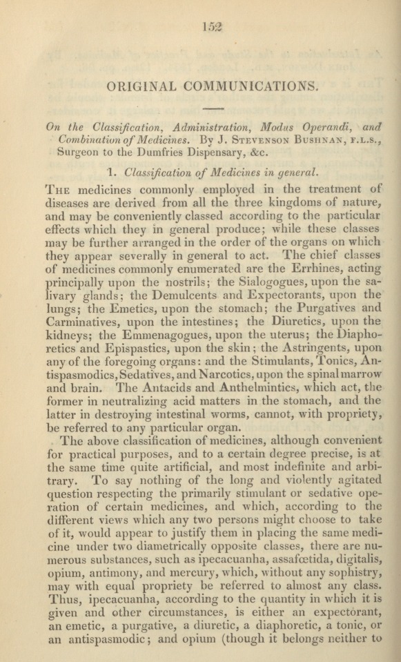 On the Classification, Administration, Modus Operandi, and Combination of Medicines.