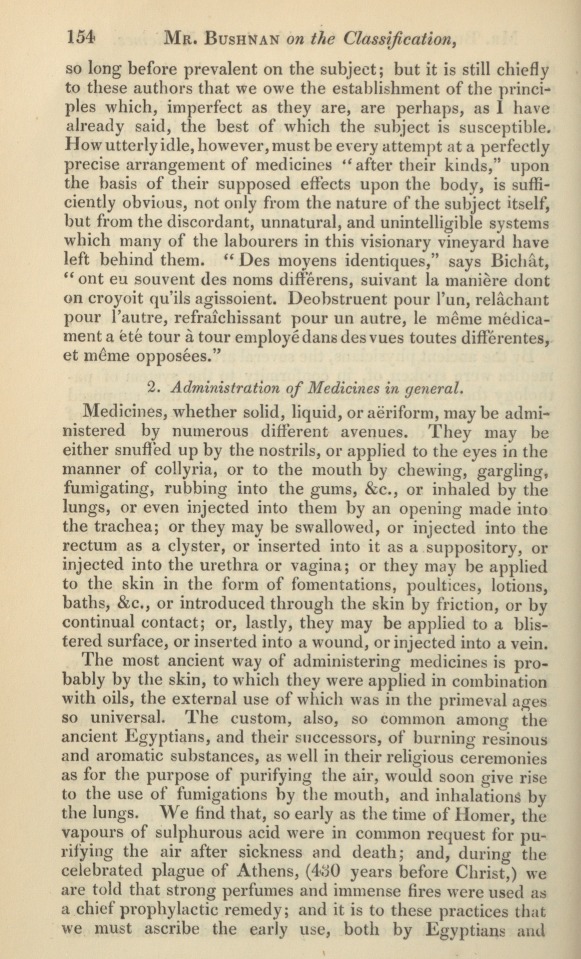 On the Classification, Administration, Modus Operandi, and Combination of Medicines.