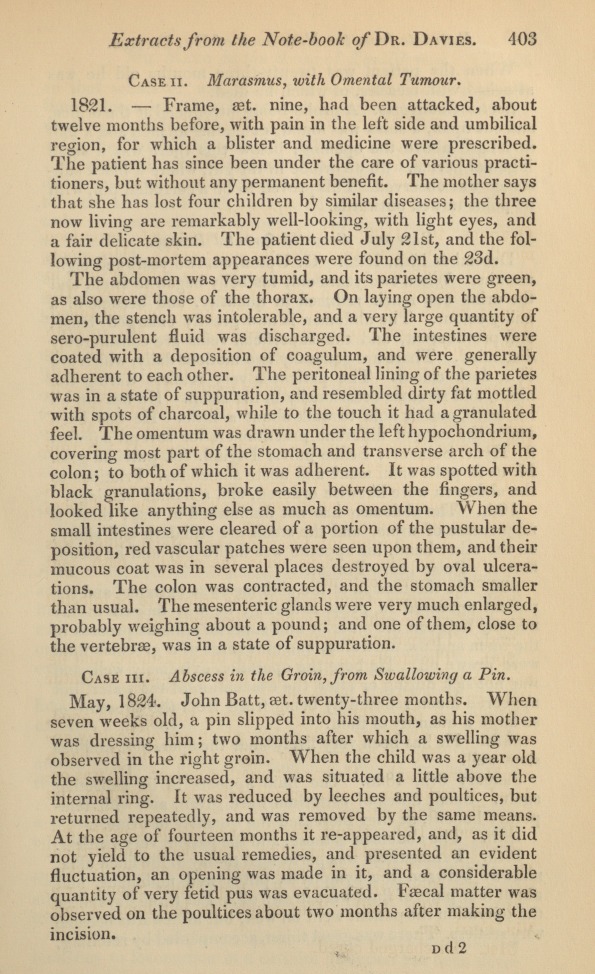 Cases Extracted from the Note-Book of Henry Davies, M.D., Physician to the British Lying-In Hospital, &c.