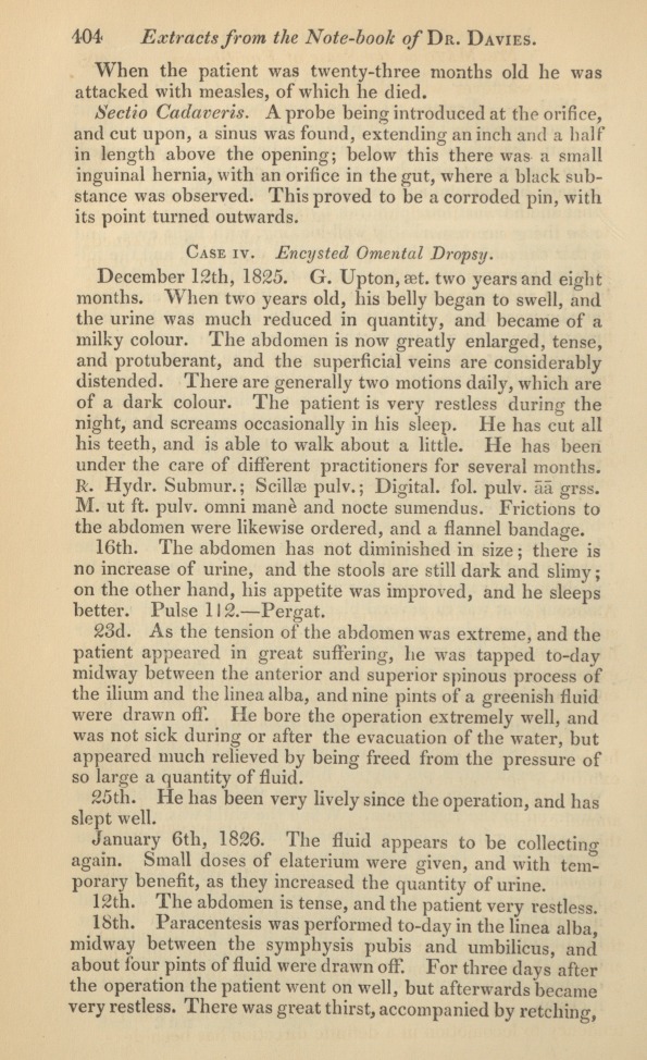 Cases Extracted from the Note-Book of Henry Davies, M.D., Physician to the British Lying-In Hospital, &c.