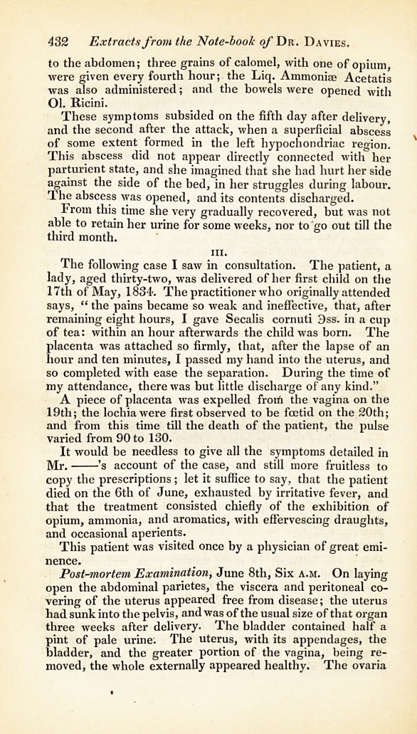 Cases Extracted from the Note-Book of Henry Davies, M.D.: Cases of Retained Placenta.