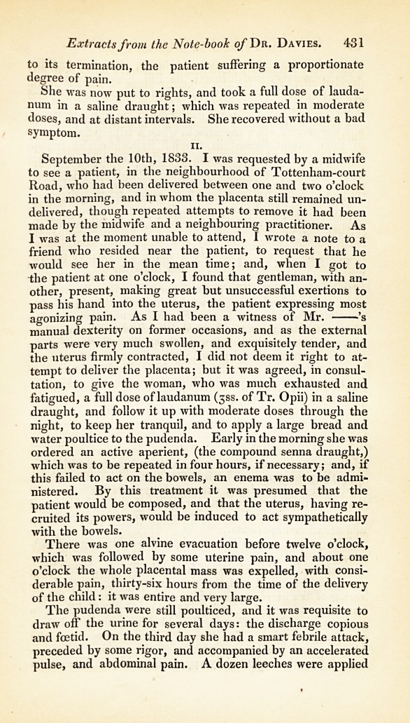 Cases Extracted from the Note-Book of Henry Davies, M.D.: Cases of Retained Placenta.