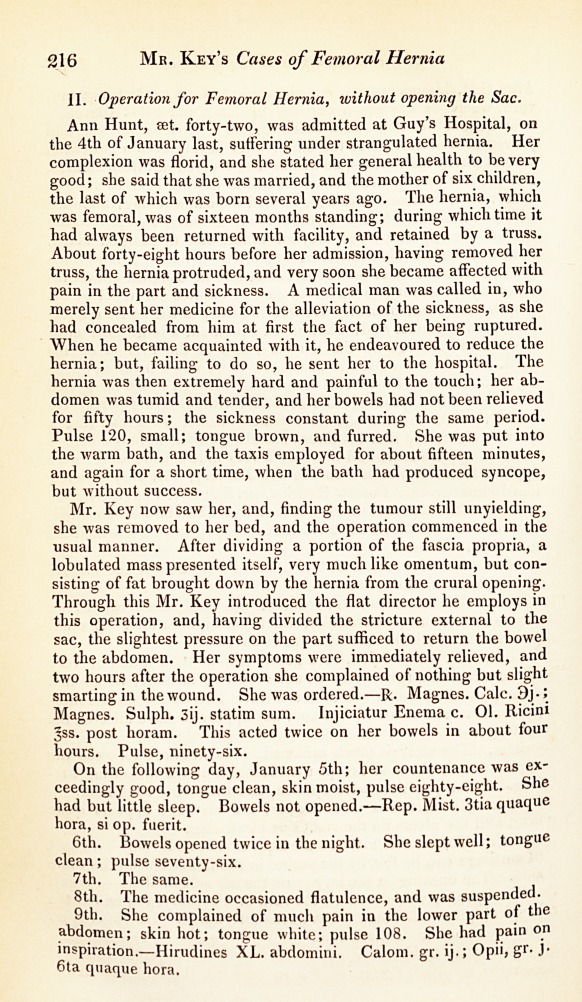 Mr. Key's Cases of Femoral Hernia and Impenetrable Stricture.