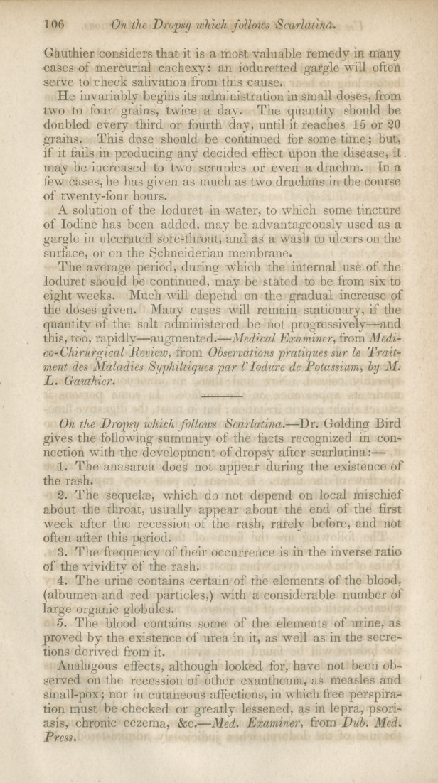 On the Use of Ioduret of Potassium in Syphiltic Affections.