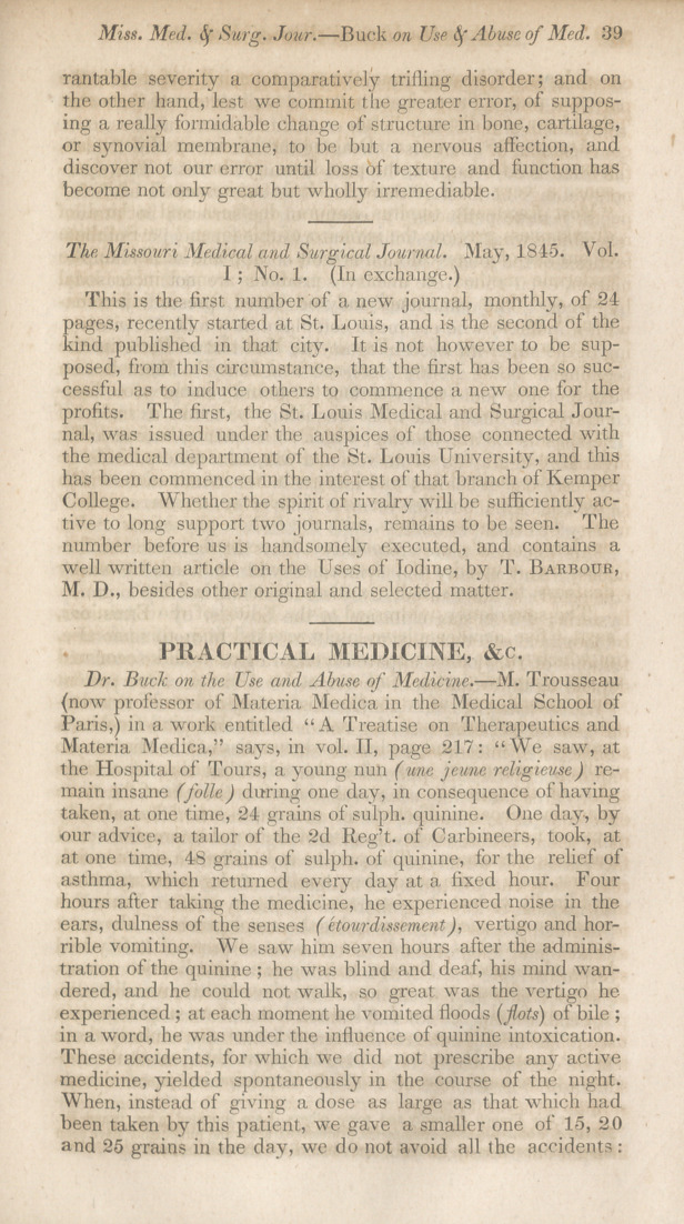 Dr. Buck on the Use and Abuse of Medicine.