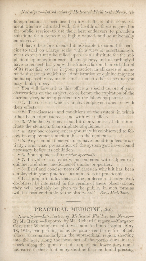 Salacine-the Surgeon General's Circular.