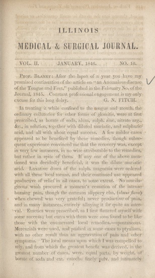 An Anomalous Disease of the Tongue and Feet: Prof. Blaney.