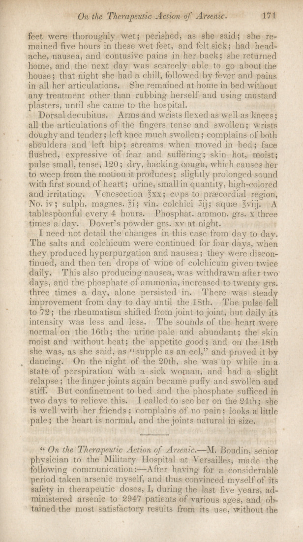 On the Therapeutic Action of Arsenic.